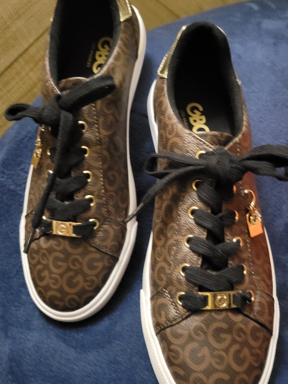 G by Guess GBG Brown Logo-Print Sneakers with Black Laces NWOT